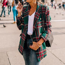 Load image into Gallery viewer, Sollinarry Classic Plaid Chic Autumn Blazer Jacket  Women Streetwear Tweed Long Sleeves Winter Blazer Coat Female Casual Coats
