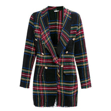 Load image into Gallery viewer, Sollinarry Classic Plaid Chic Autumn Blazer Jacket  Women Streetwear Tweed Long Sleeves Winter Blazer Coat Female Casual Coats