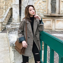 Load image into Gallery viewer, Vintage Double Breasted Office Ladies Plaid Blazer Long Sleeve Loose  Retro Suits Coat Jacket Women blazers Female 2019