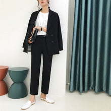 Load image into Gallery viewer, BGTEEVER Vintage Light Green Women Suits Double Breasted Female Pant Suits Blazer Jacket &amp; Pencil Pant Casual 2 Pieces set femme
