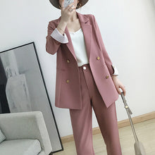 Load image into Gallery viewer, Work Pant Suits OL 2 Piece Sets Double Breasted Plus Size 5XL Blazer Jacket Oversized Trousers Suit For Women Set Feminino